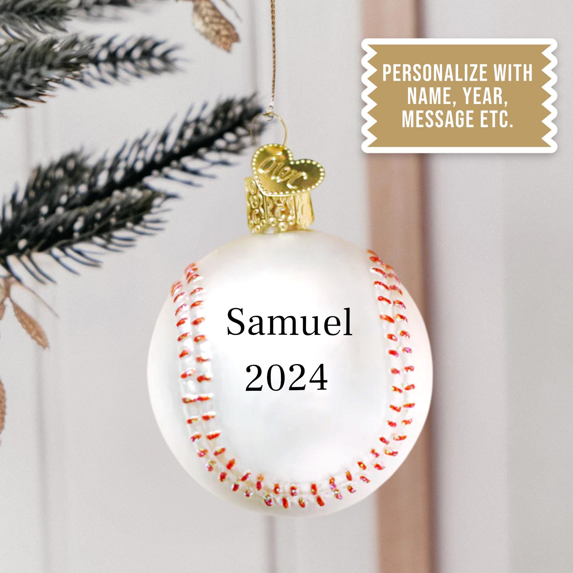 Personalized Baseball Ornament – Glass Sports Christmas Keepsake 2024