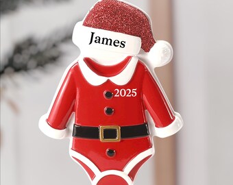 Personalized Christmas Onesie Ornament – Custom Name & Year – New Baby Holiday Keepsake – First Christmas Gift
