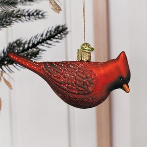 Handgefertigter Glas-Weihnachtsanhänger Kardinal - Red Bird Decor 2024