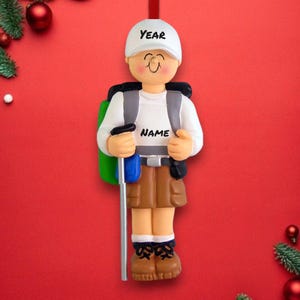 Personalized Male Hiker Christmas Ornament - Custom Christmas Decoration