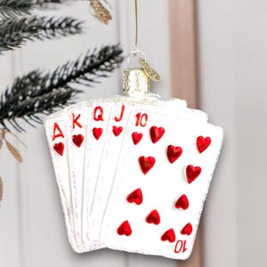 Ozdoba Royal Flush – szklana pamiątka świąteczna z pokera i kasyna 2024