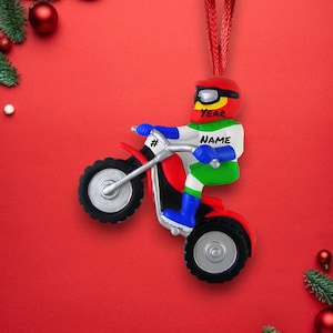 Personalized Dirt Bike Racer Ornament - Custom Motocross Christmas Decoration