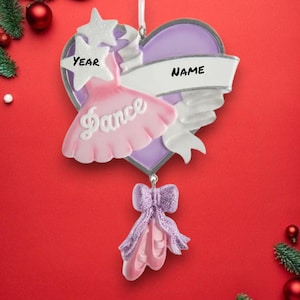 Personalized Ballet Heart &#39;Dance&#39; Ornament - Custom Christmas Decoration
