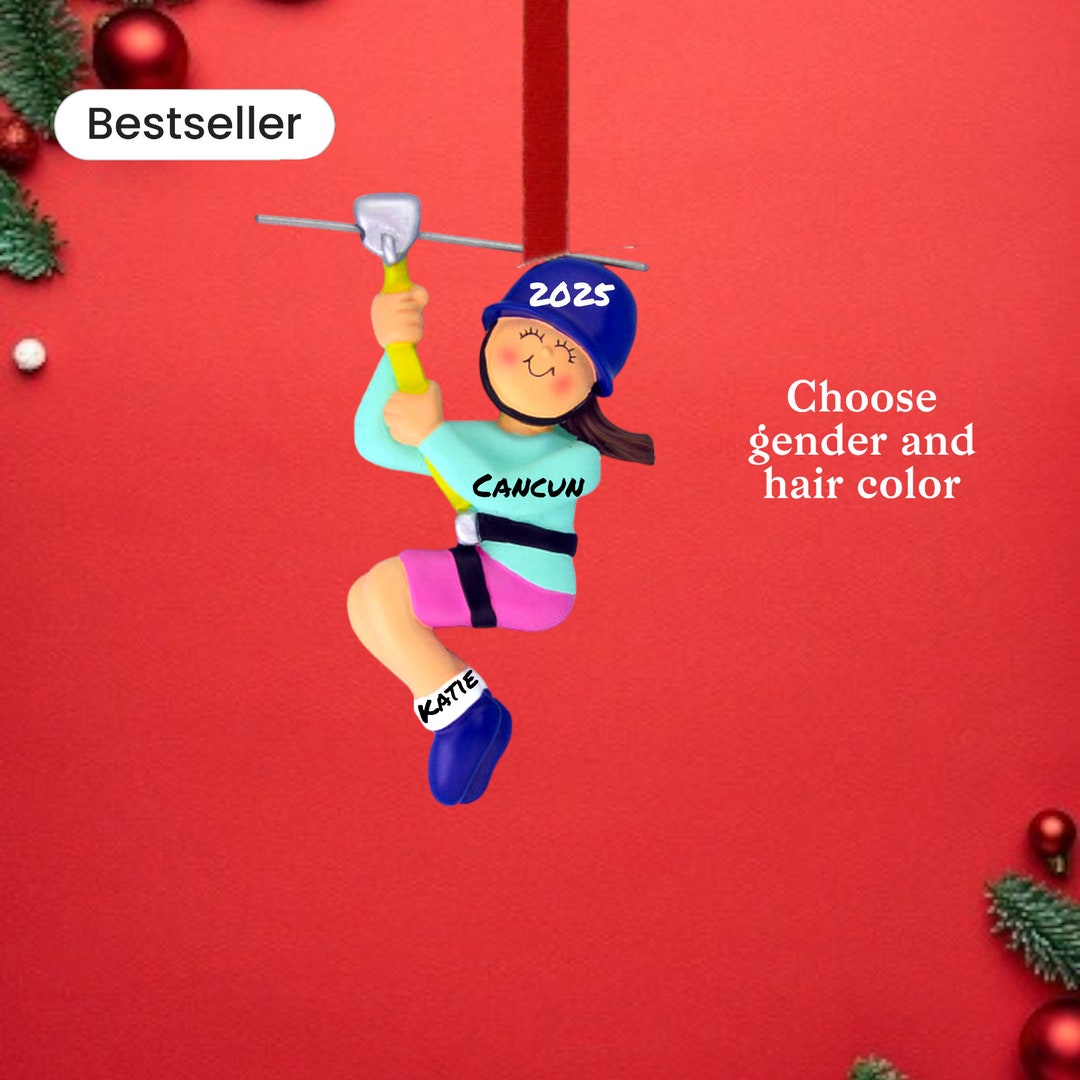 Zipline Ornaments, Christmas Gifts 2024, Personalized Zip Line Gifts
