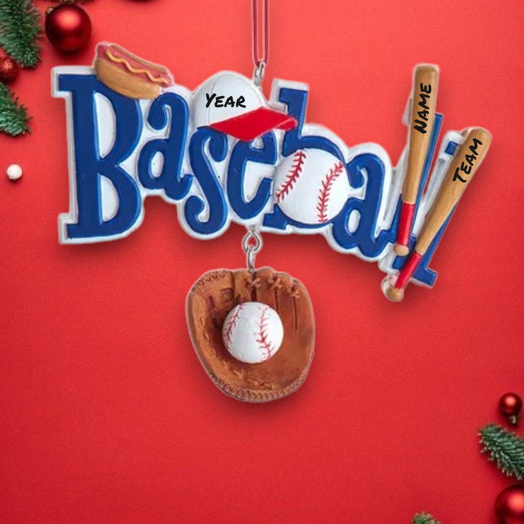 Personalized Baseball Word Ornament - Custom Christmas Decoration - Etsy