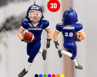 Personalized Football Ornament: Custom Team Colors, Name & Number