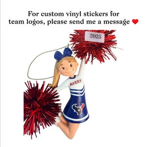 Personalized Cheerleader Ornament: Custom Uniform & Pom Poms image 3