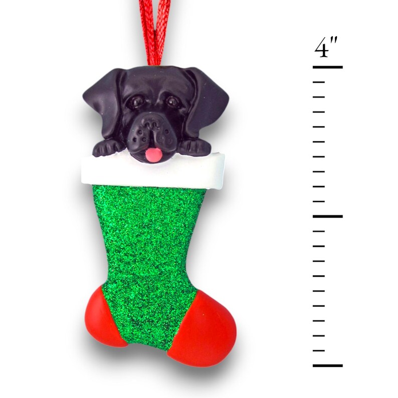 Personalized Black Labrador Dog in Stocking Christmas Ornament Custom