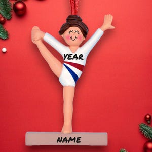 Personalized Brunet Gymnast Christmas Ornament - Custom Holiday Decoration