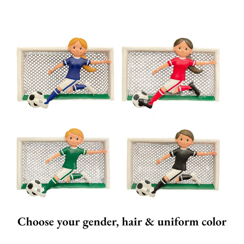 Personalized Soccer Ornament With Blue Uniform Custom Name and Year