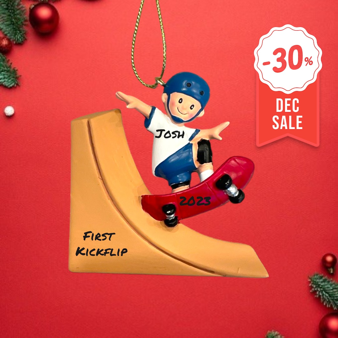 Personalized Skateboarding Holiday Gifts Ceramic Ornament
