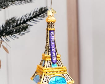 Eiffel Tower Ornament: Hand-Painted Glass Paris Keepsake