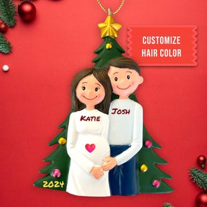 Personalisierte Erwartung Paar Ornament | Personalisierte Schwangerschaft Weihnachtsandenken für neue Eltern