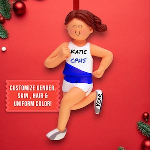 Personalized Female Runner Christmas Ornament: Custom Track & Field Gift