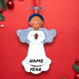 Personalisierte Baby Engel Ornament - Afroamerikanische männliche Engel Andenken