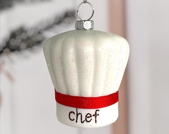 Personalized Chef’s Hat Ornament – Glass Culinary Christmas Keepsake 2025