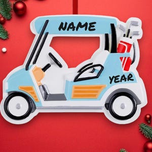 パーソナライズされたゴルフカートのクリスマスオーナメント - カスタムホリデーデコレーション