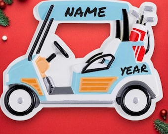 Personalized Golf Cart Christmas Ornament - Custom Holiday Decoration