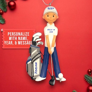 Personalized Golf Ornament - Custom Golfer Christmas Decoration - Golf Gift - Noel Box