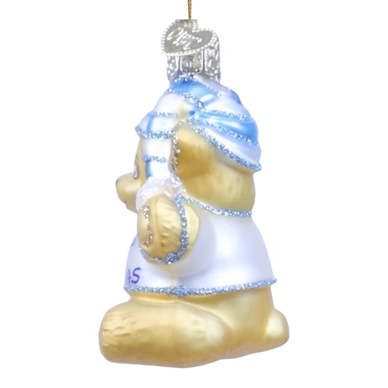 Baby Boy's First Christmas Teddy Bear Ornament Personalized Glass