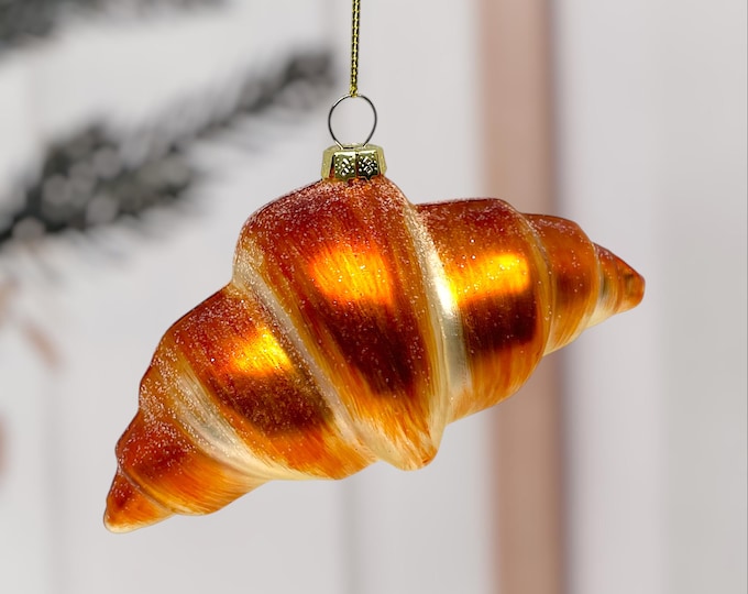 Personalized Croissant Ornament – Glass Foodie Christmas Keepsake 2025