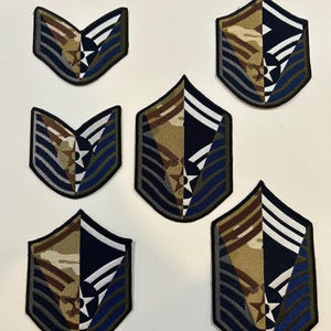 Multi Uniform Rank Patches ABU, Blues, OCP and BDU all in one!  Military Chevrons.