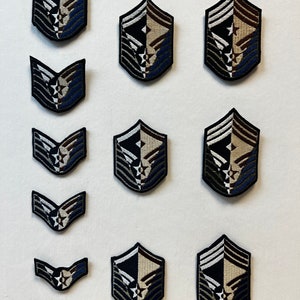 Mini Multi Uniform Rank Patches Air Force Military Chevrons.