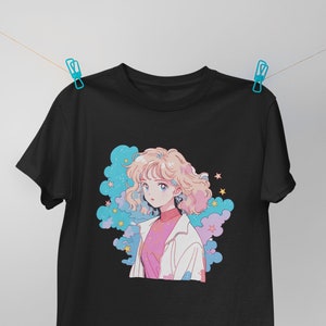 Unisex 90s anime tshirt-80s anime girl tshirt-vintage anime girl tshirt-kawaii aesthetic anime tshirt-pastel goth tshirt-cute anime girl tee image 2