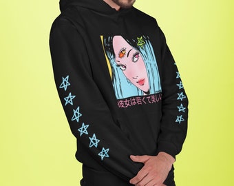 anime girl face hoodie