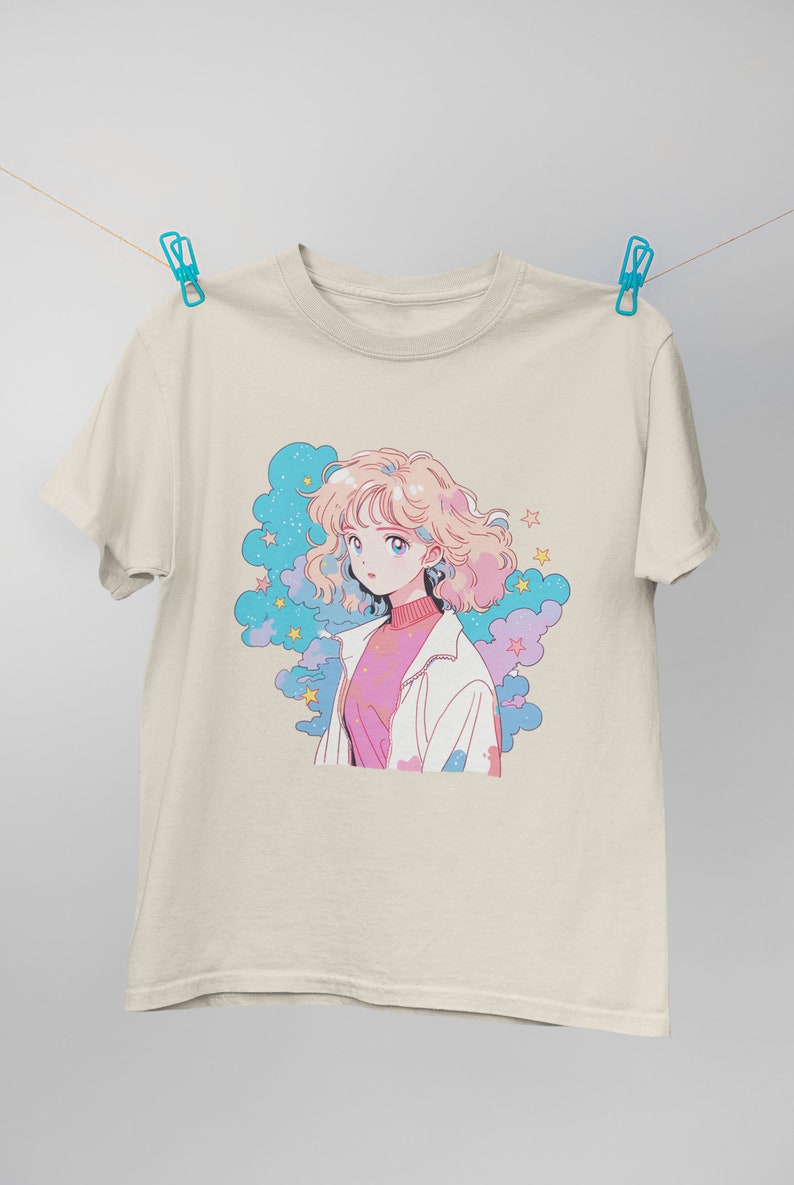 Unisex 90s anime tshirt-80s anime girl tshirt-vintage anime girl tshirt-kawaii aesthetic anime tshirt-pastel goth tshirt-cute anime girl tee image 5