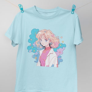 Unisex 90s anime tshirt-80s anime girl tshirt-vintage anime girl tshirt-kawaii aesthetic anime tshirt-pastel goth tshirt-cute anime girl tee image 4