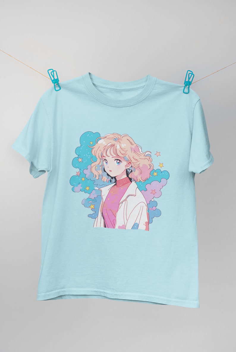 Unisex 90s anime tshirt-80s anime girl tshirt-vintage anime girl tshirt-kawaii aesthetic anime tshirt-pastel goth tshirt-cute anime girl tee image 4