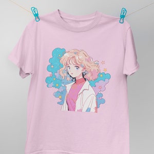 Unisex 90s anime tshirt-80s anime girl tshirt-vintage anime girl tshirt-kawaii aesthetic anime tshirt-pastel goth tshirt-cute anime girl tee image 3