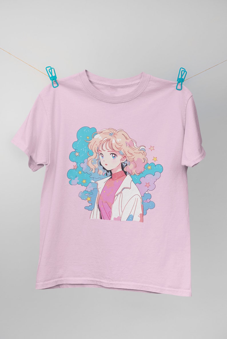 Unisex 90s anime tshirt-80s anime girl tshirt-vintage anime girl tshirt-kawaii aesthetic anime tshirt-pastel goth tshirt-cute anime girl tee image 3