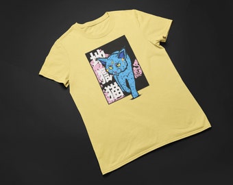 unisex hell cat shirt- anime cat shirt-scary cat shirt-manga cat shirt-cat shirt-kawaii shirt-kawaii cat shirt