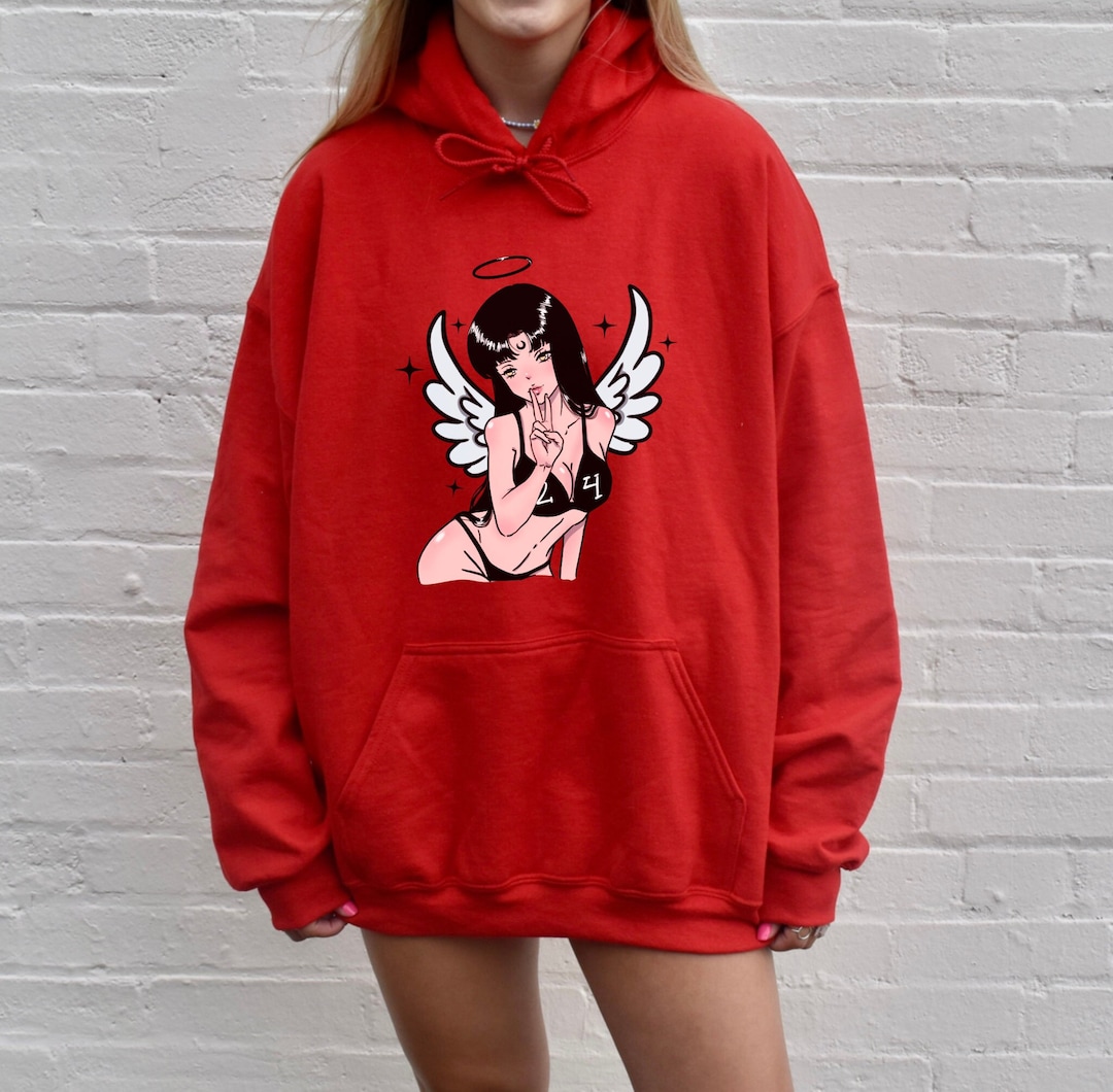 Unisex Anime Angel Hoodieanime Girl Hoodiekawaii Anime Girl Etsy