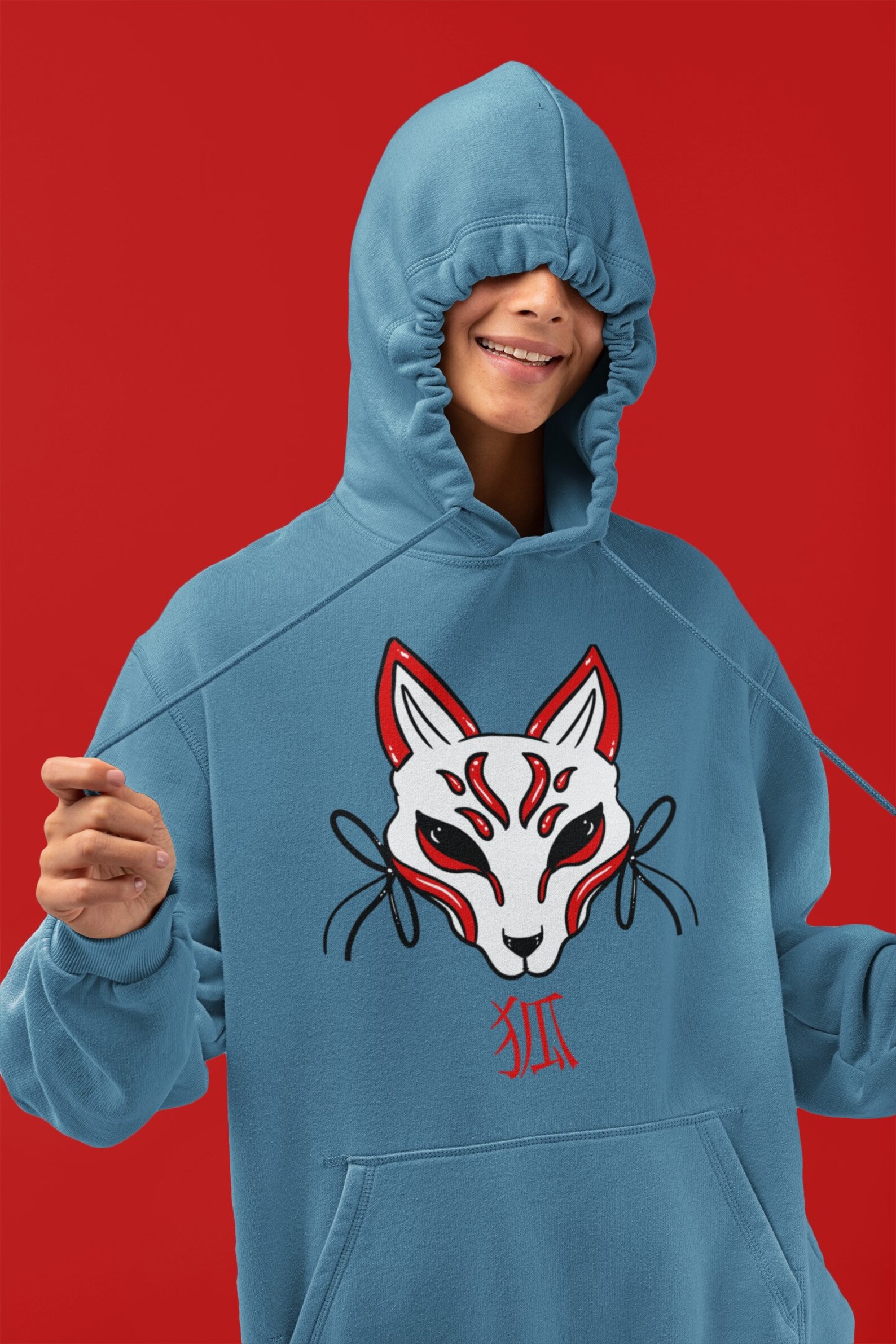 Unisex Kitsune Hoodiekitsune Clothinganime Hoodiemanga Etsy
