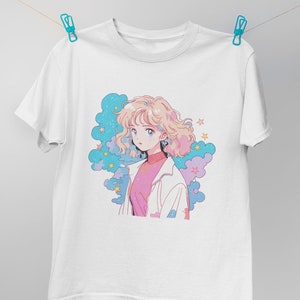 Unisex 90s anime tshirt-80s anime girl tshirt-vintage anime girl tshirt-kawaii aesthetic anime tshirt-pastel goth tshirt-cute anime girl tee image 6