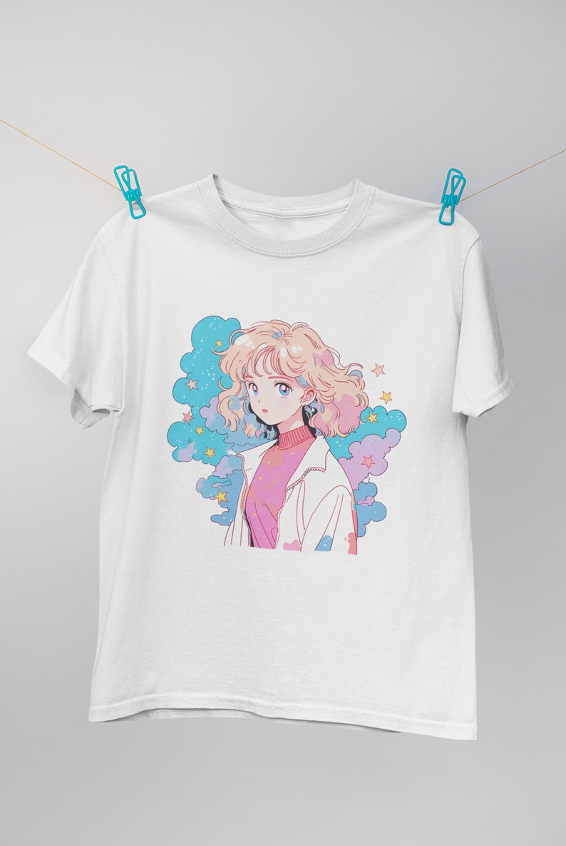 Unisex 90s anime tshirt-80s anime girl tshirt-vintage anime girl tshirt-kawaii aesthetic anime tshirt-pastel goth tshirt-cute anime girl tee image 6