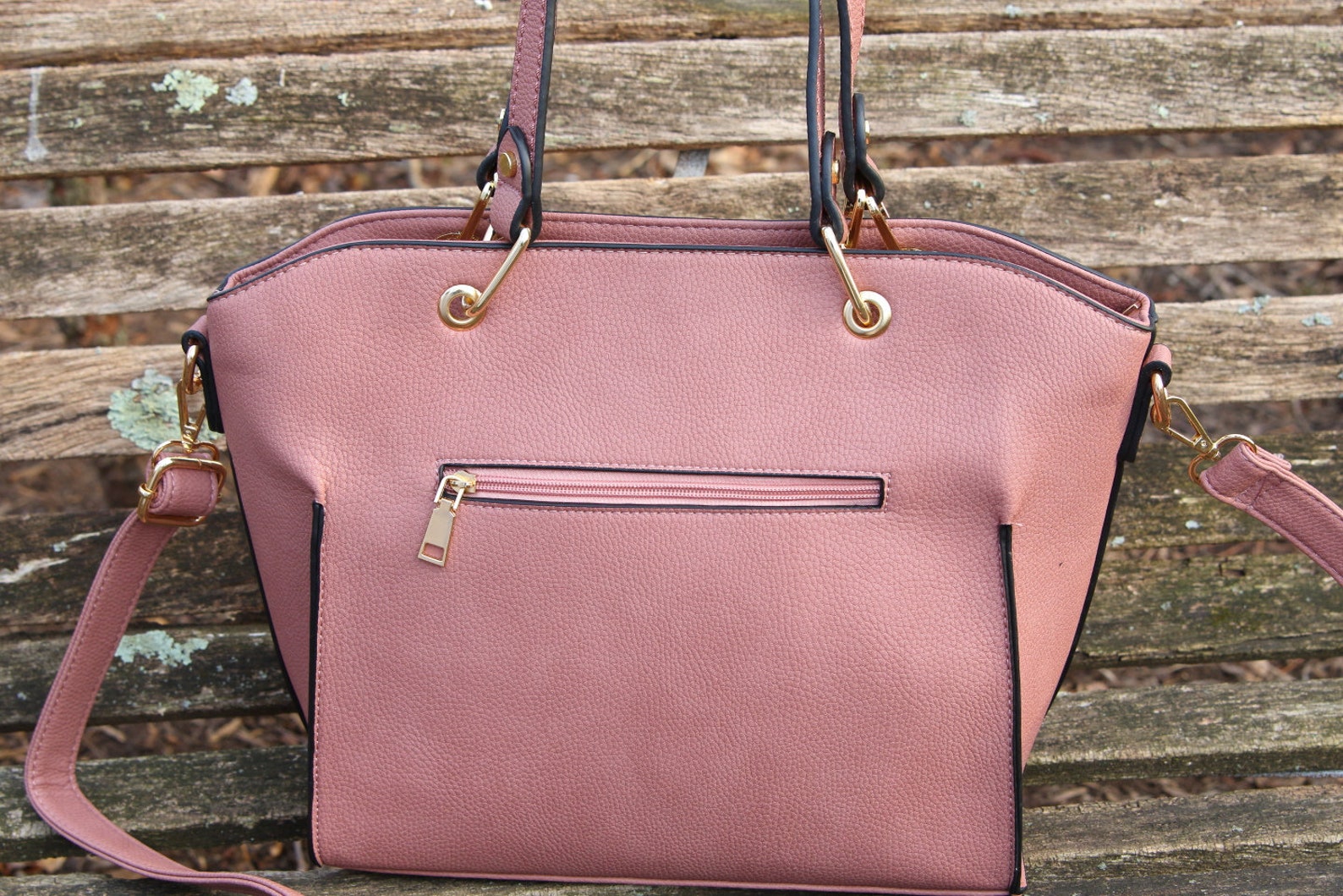 Monogrammed Tote Purse Pocketbook Handbag in Mauve Etsy