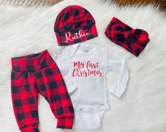 Gender Neutral Baby’s First Christmas Outfit | My First Christmas Coming Home Outfit | Christmas Outfit for Baby | Christmas Baby Outfit