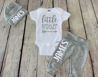Little Brother Personalized Baby Boy Coming Home Outfit