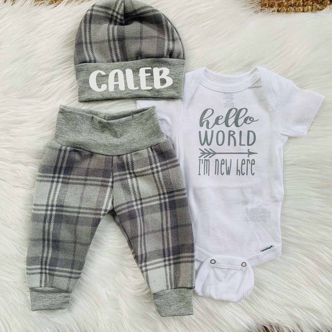 Hello World Coming Home Outfit/ Baby Boy Outfit/ Baby Boy/ Hospital ...