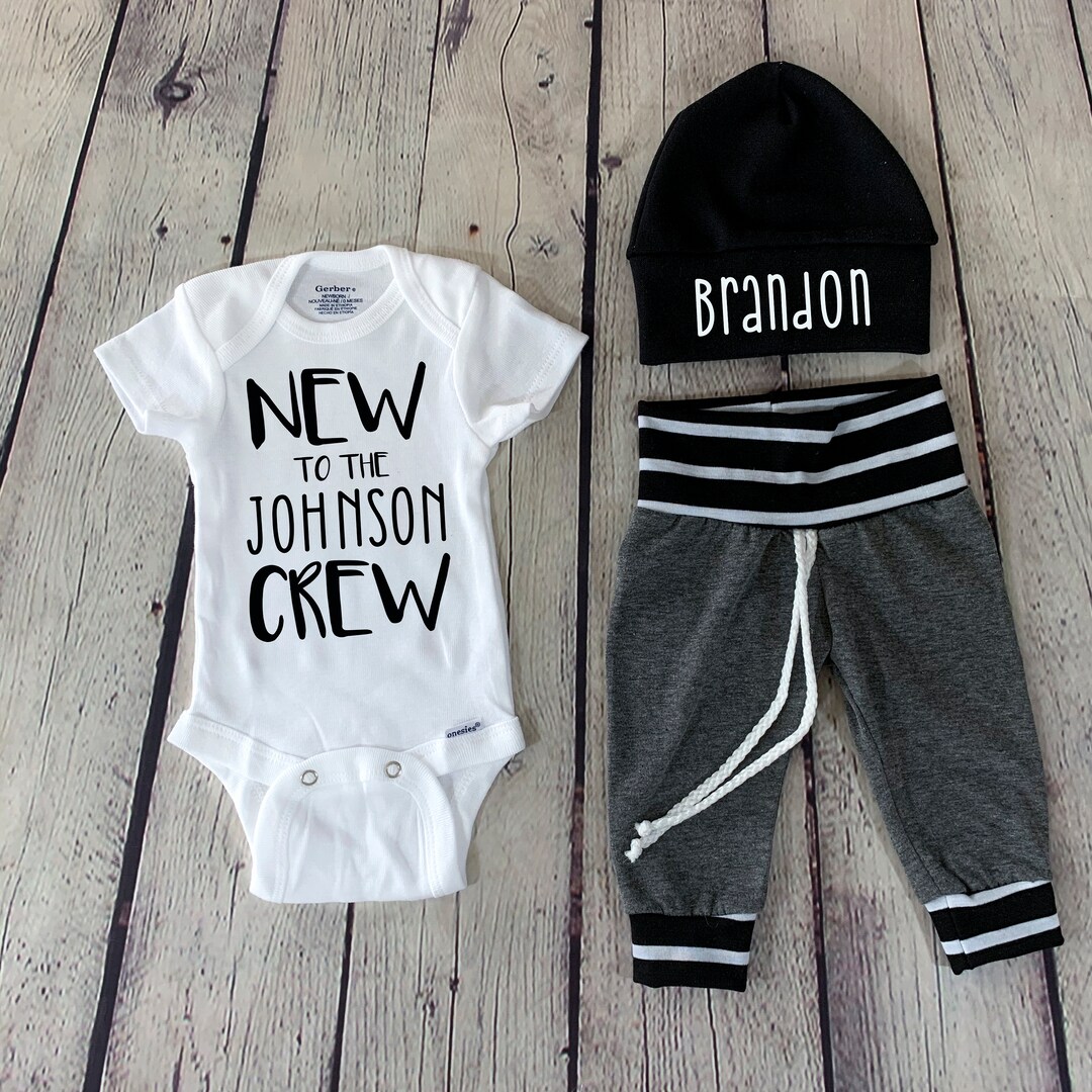Coming Home Baby Boy Outfit/ New to the Crew Baby Boy Outfit/ Hospital