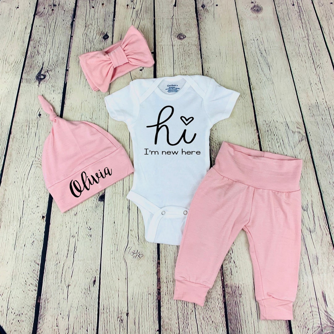 Hi I’m New Here Newborn Baby Girl Coming Home Outfit/ Baby Girl Outfit ...