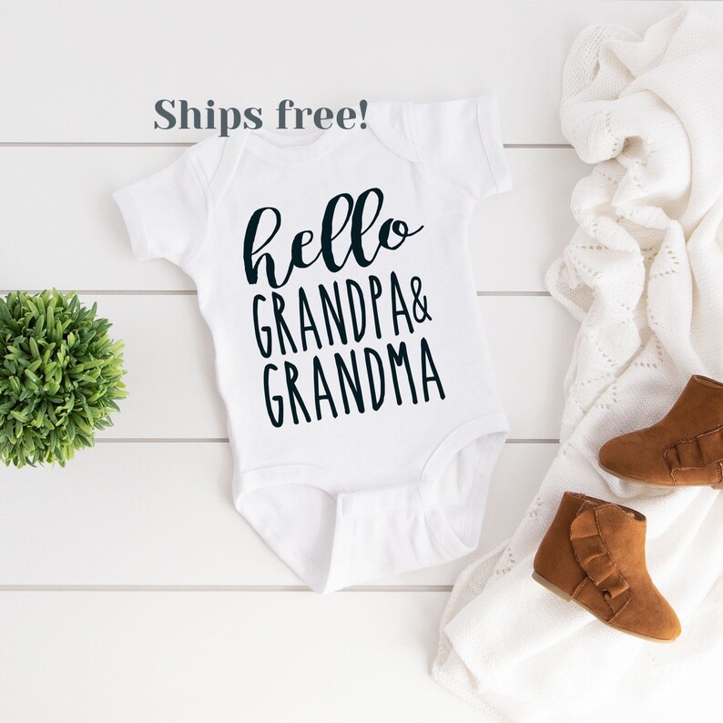 hello grandma and grandpa pregnancy announcement Announcement grandparent personalize onesie onesie gift new baby surprise reveal