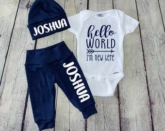 Personalised Hello World Im Name Glitter Baby Romper Babygrow New Baby Gifts Newborn baby Gifts Personalised Babywear Hospital Outfit Personalised Hello World Im Name Glitter Baby Romper Babygrow New Baby Gifts Newborn baby Gifts Personalised Babywear Hospital Outfit