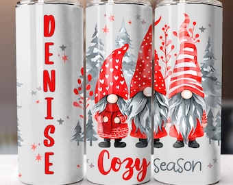 Christmas Gnome Tumbler Personalize Christmas Gnome Gift Tumbler, Christmas Gift with name Gnome Cup Name Gnome, Custom Christmas Travel Mug