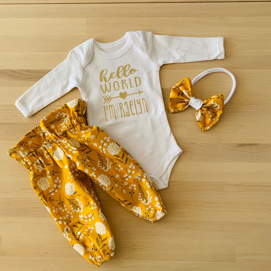 Hello World Baby Girl Coming Home Outfit/ Hospital Baby Girl Outfit - Etsy