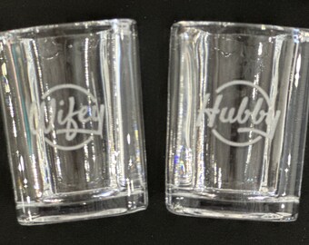 Custom Laser Etched Shot Glasses: His and Hers Wedding Keepsake